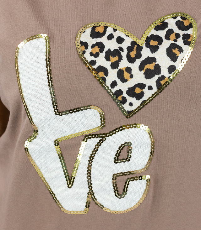 T-shirt blouse with LOVE print and sequins ALINA