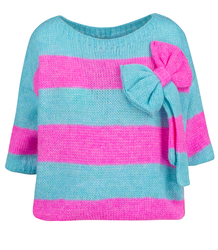 Colorful sweater with striped bow wool VIVIENE