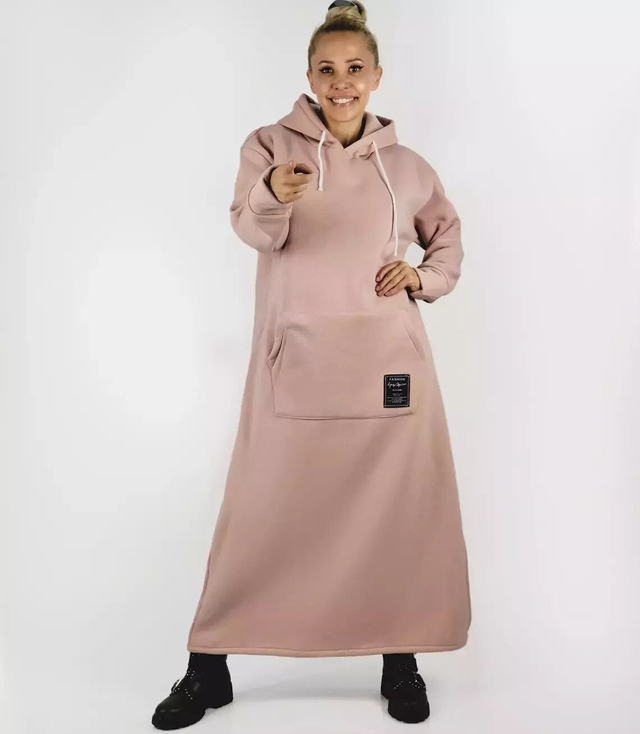 Ciepła bluza damska dresowa Oversize Sukienka Bawełniana Kaptur