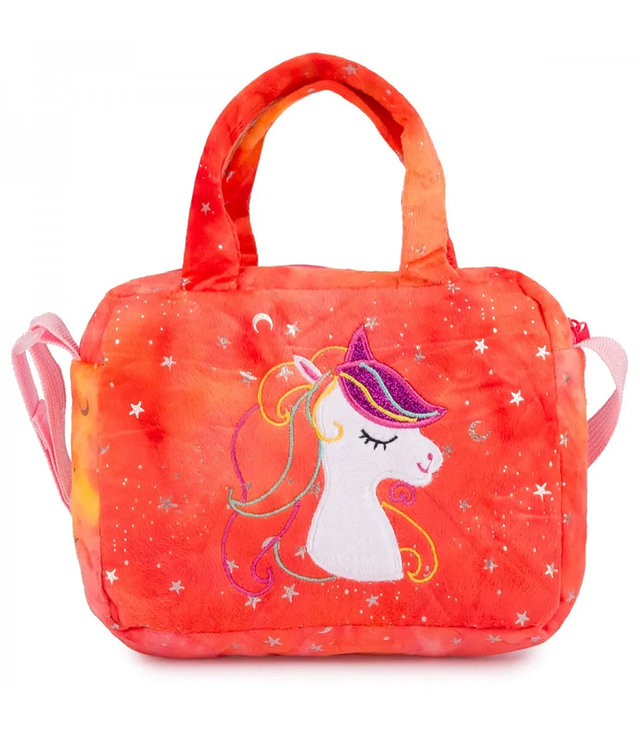 Children's plush bag with adorable unicorn handle strap