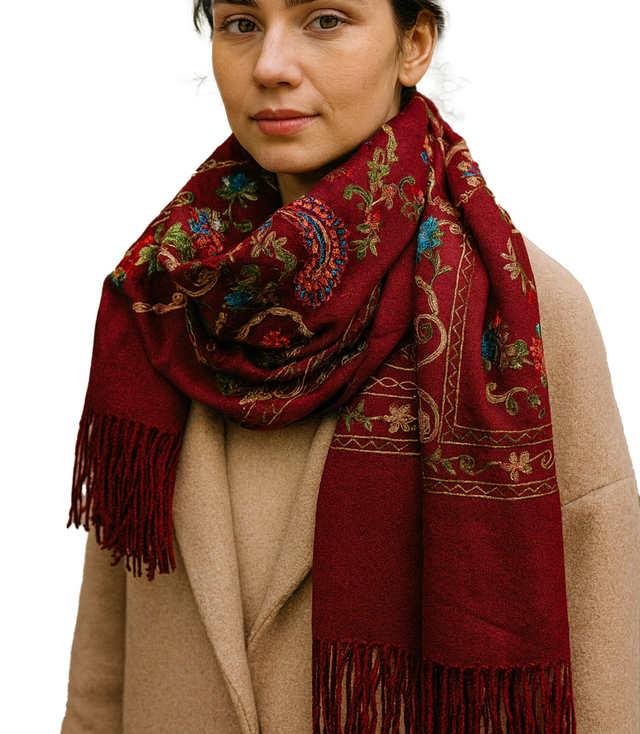 Women's scarf with floral ornament stylish