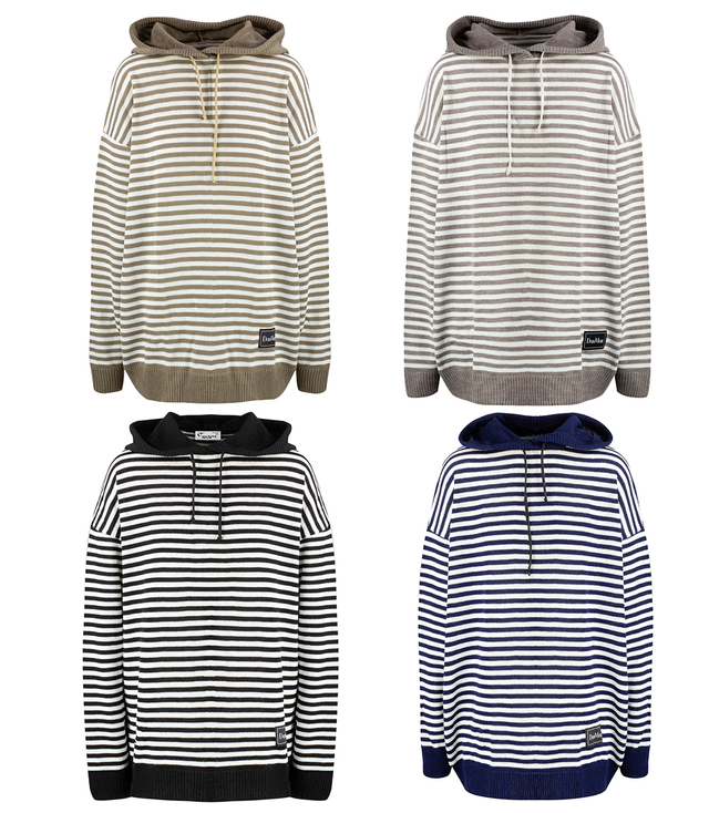 Women's striped sweater with hood warm loose MIRIAM