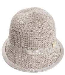 Braided straw hat BUCKET HAT with a decorative plate