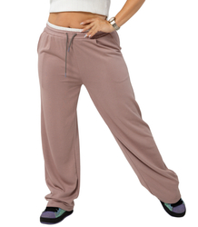 Comfortable sweatpants made of soft material with white insert at the waist LUNA
