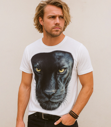 Men's large panther print t-shirt cotton