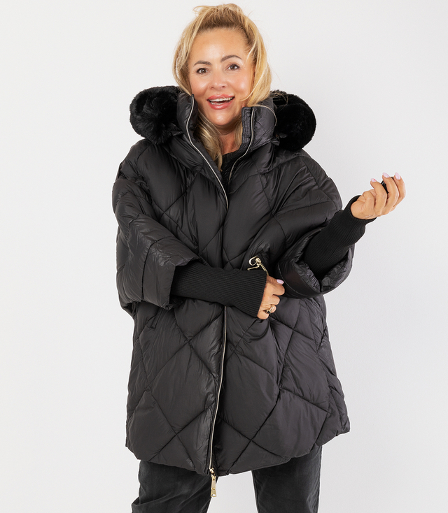 Kurtka zimowa oversize z kapturem i futerkiem NORDIC PUFF