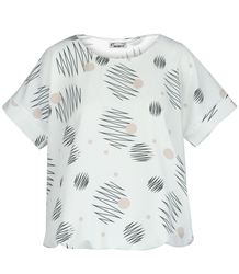 Elegancka bluzka z okrągłym dekoltem i gumką w pasie print EMI