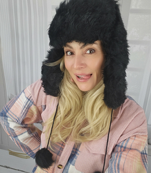 Warm women's earflap hat 