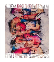 Abstract shawl scarf multicolored elegant with tassels