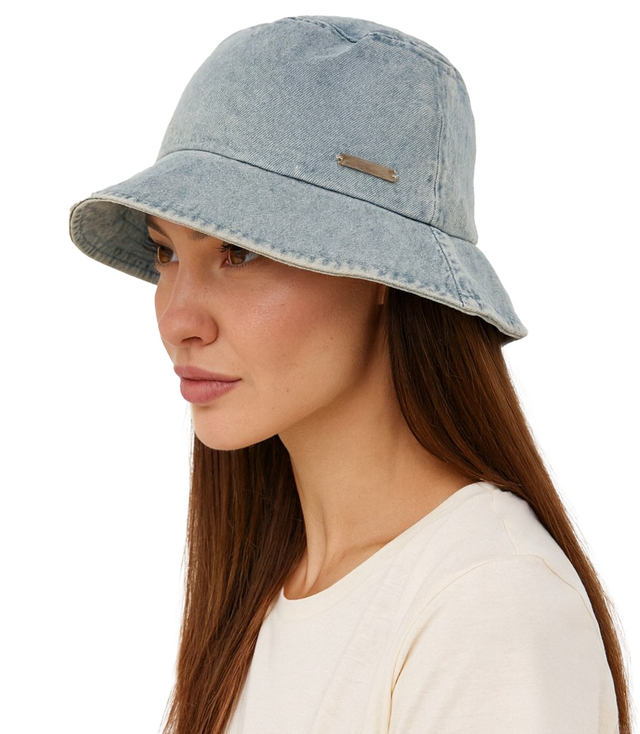 Kapelusz typu bucket jeansowy z troczkiem