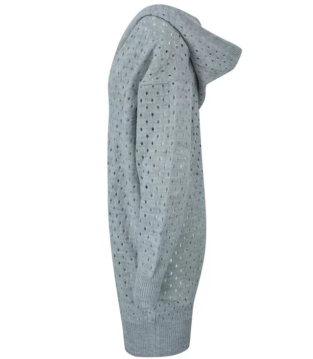 Long openwork cardigan with hood ANIELA