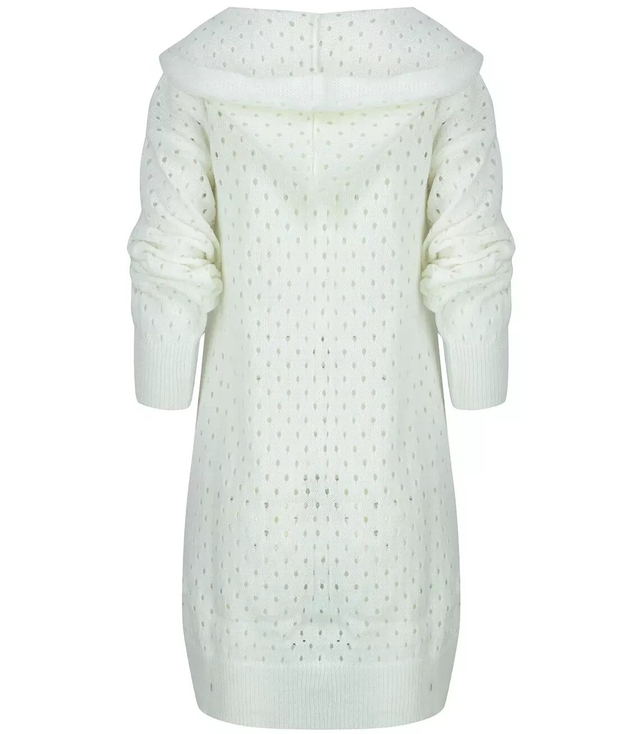 Long openwork cardigan with hood ANIELA