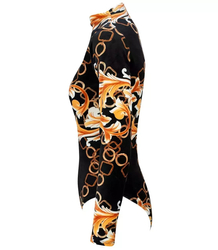 Velor body with turtleneck pattern and colorful print