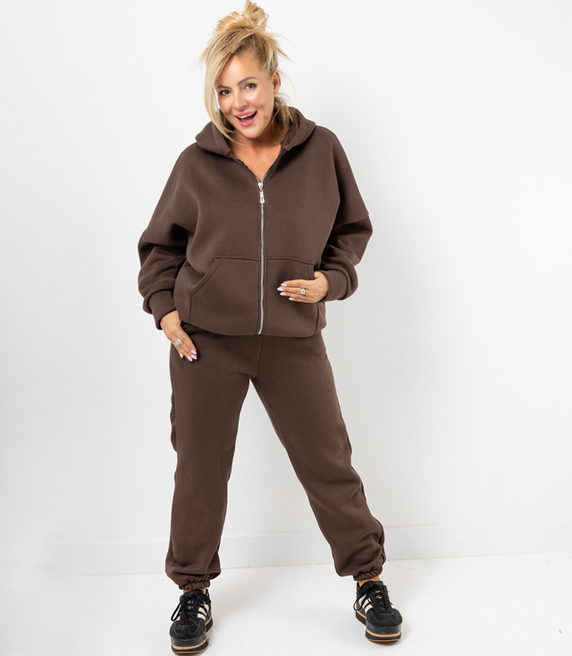 Warm thick sweatshirt set unbuttoned sweatshirt LAURA