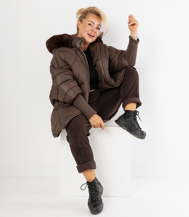 Winter oversize jacket with hood and fur NORDIC PUFF