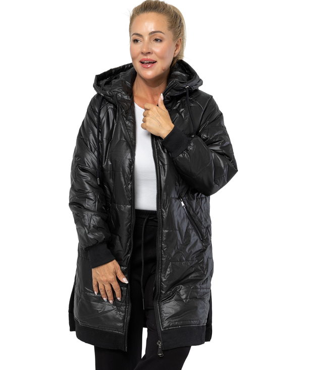 Long jacket with quilting and side slits ROMA