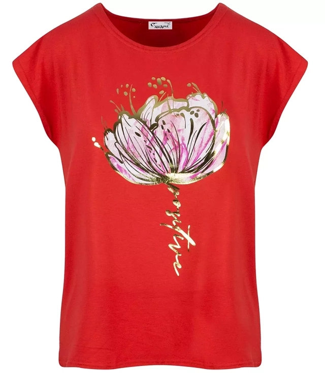 T-shirt bluzka damska nadruk kwiat MALWINA