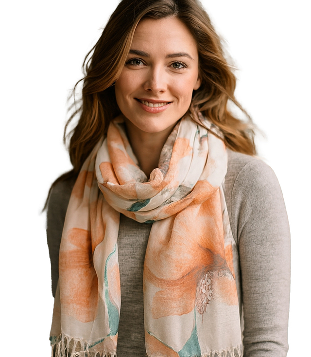 Women's floral pattern scarf 180x70