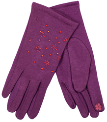 Women's insulated gloves Touch Five-fingered with rhinestones