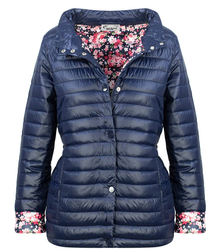 Short transitional quilted jacket with flowers