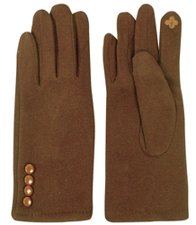 Women's gloves insulated with fur buttons Touch Five-fingered