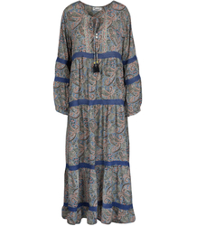 Long, airy ethnic dress with colorful patterns, MILANO silk