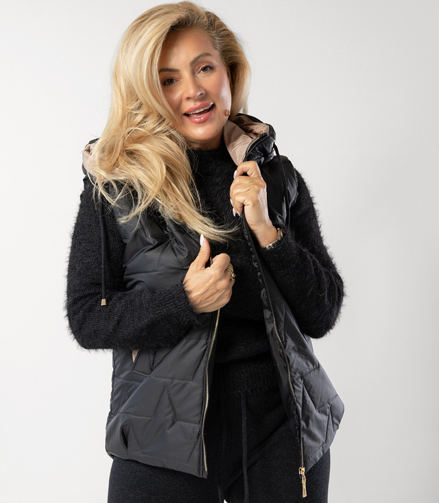 Women's quilted sleeveless hooded jacket MARINA