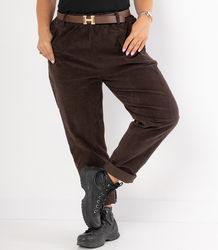 Corduroy chinos pants with belt CITY SOFT