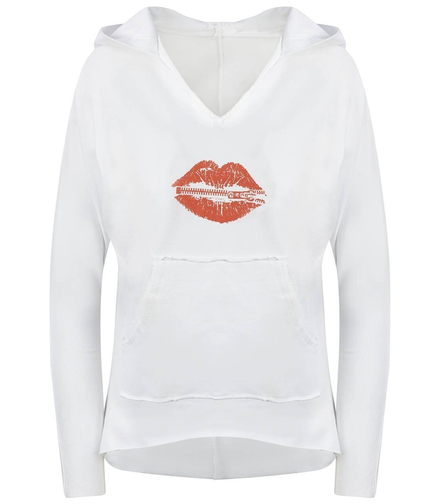 Interesting sweatshirt TUNIC WITH LIPS Asymmetric