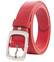 Smooth women's eco leather belt with silver buckle 3 cm