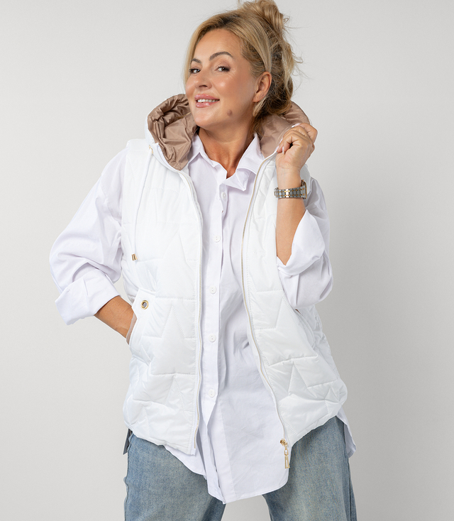 Women's quilted sleeveless hooded jacket MARINA