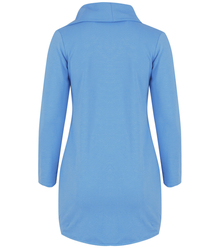 Thin long sweatshirt with a diagonal zipper and a BEATA neck warmer