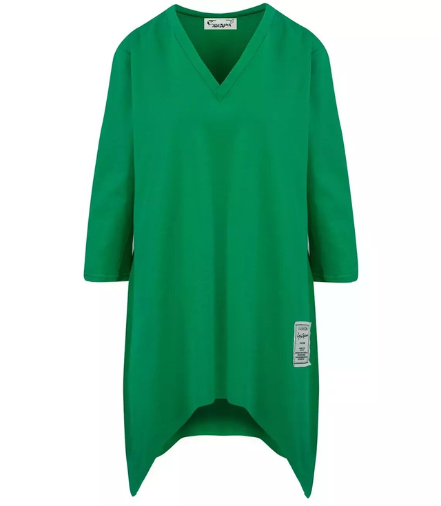 Oversize sweatshirt blouse with asymmetric bottom