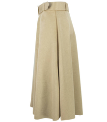 A-line midi skirt with a belt, suede, shape A