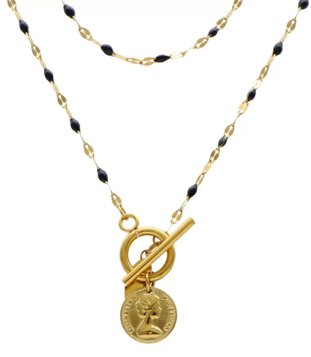 Necklace pendant gold steel adjustable pendant