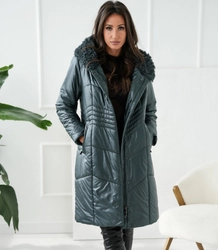 Long elegant quilted insulated women's winter coat MARIA