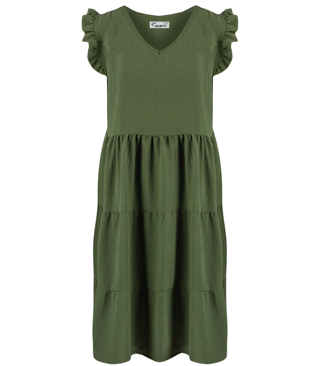 Lovely, loose, oversize midi summer dress with ruffles, IZABELL