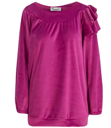 Oversized velor sweatshirt with a frill