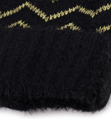 Warm women's cap with zigzag pom-pom autumn winter