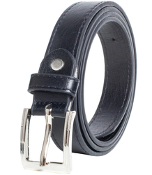 Smooth women's eco leather belt with silver buckle 2.3 cm