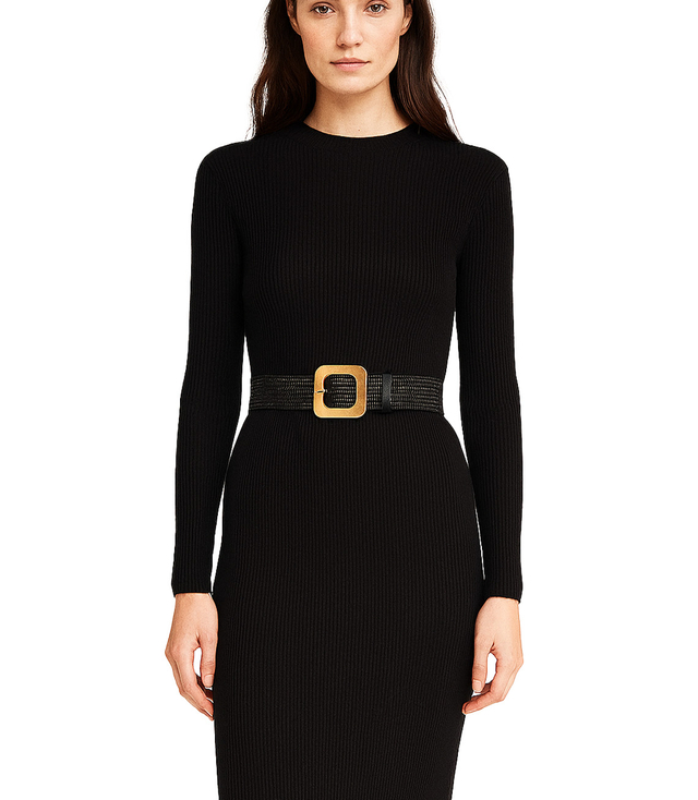 Braided women's belt with large buckle