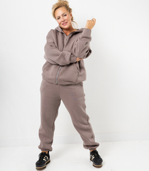 Warm thick sweatshirt set unbuttoned sweatshirt LAURA