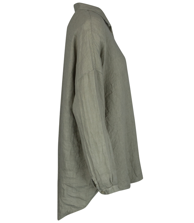 Long loose linen shirt linen longer back long sleeve LAILA 2