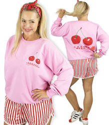  Damska bluza oversize nadruk z wiśniami CHERRY PERFECTION