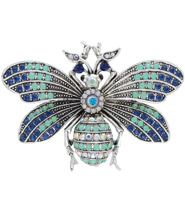 Beautiful decorative blue bee insect brooch