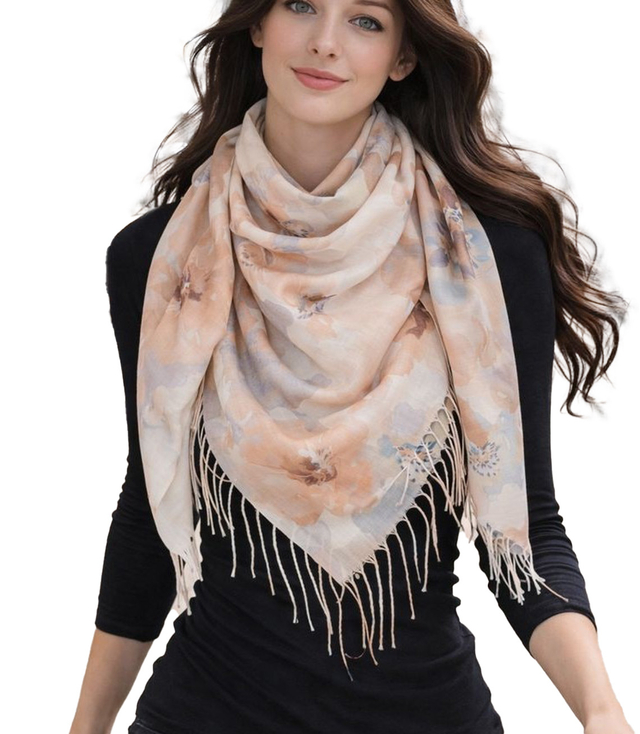 Women's scarf with floral pattern 100x100