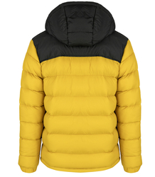 Warm men's quilted winter jacket with hood 