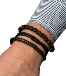 Set of men's bracelets natural stone