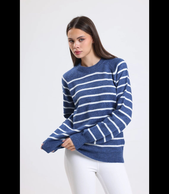 Warm women's fashionable striped sweater ANNA