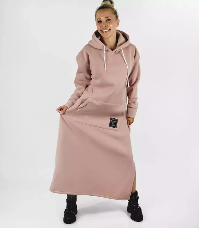 Ciepła bluza damska dresowa Oversize Sukienka Bawełniana Kaptur
